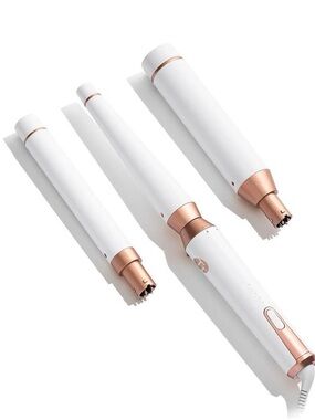 T3 Whirl Interchangeable White & Rose Gold Curling Wand Set